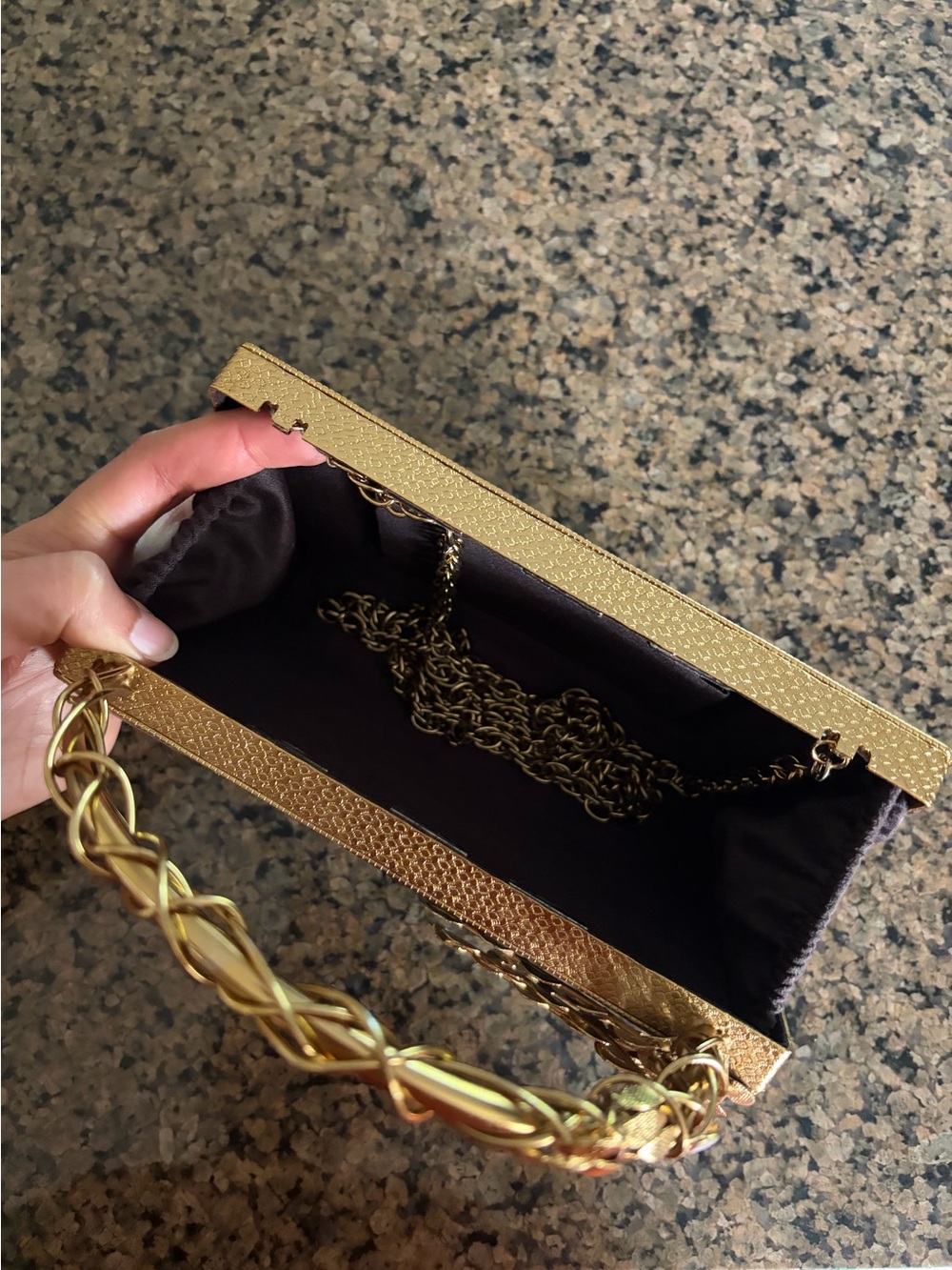Iridescent Abalone Evening Clutch with Gold Leaf Handle - Picture 4 of 4